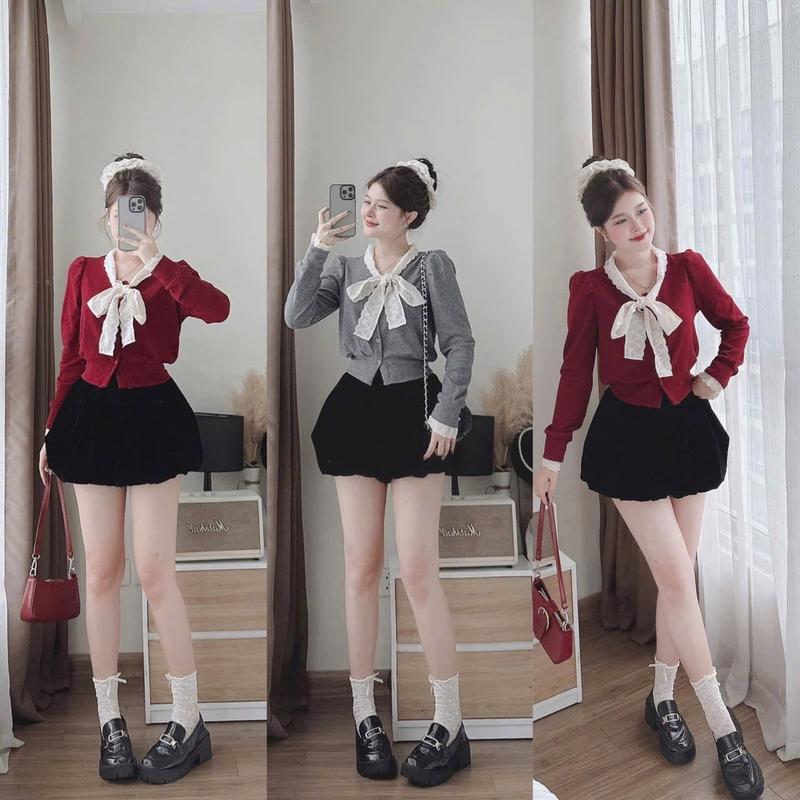 Bigsize 50-90kg Set áo thun gân tay dài quần bí chất nhung đùi  dành cho nữ Nhung