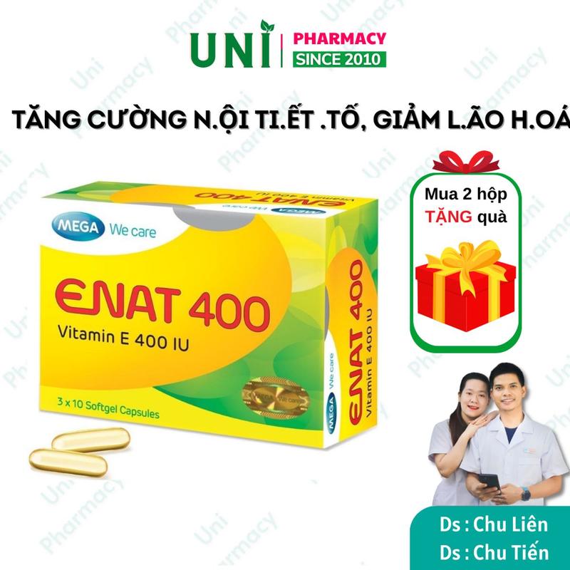 Enat 400 bổ sung vitamin E, ngừa lão hóa, làm đẹp da (Hộp 3 vỉ x 10 viên)