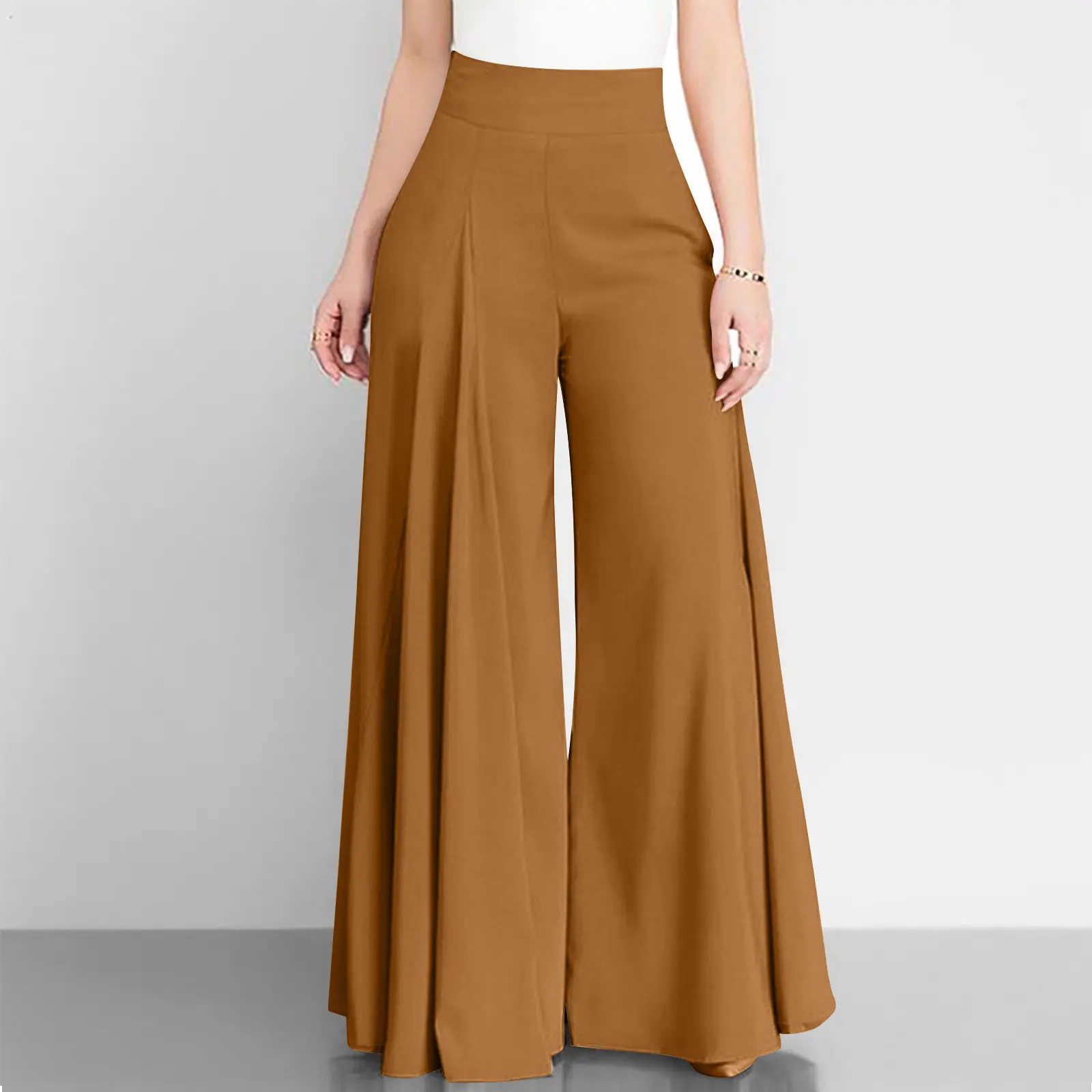 Autumn and winter casual loose high-waisted wide-leg pants solid color trousers sweatpants, viral bootcut pants