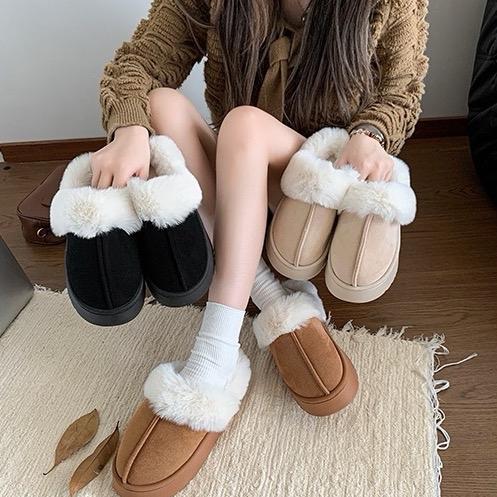   M03  Giày Sục Cổ Lông Vũ Mềm Mịn Đế Cao QCCC màu basic 