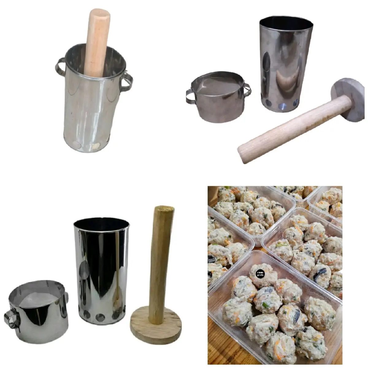 Cetakan pentol bakso 8 lubang bahan stainless anti lengket Steel