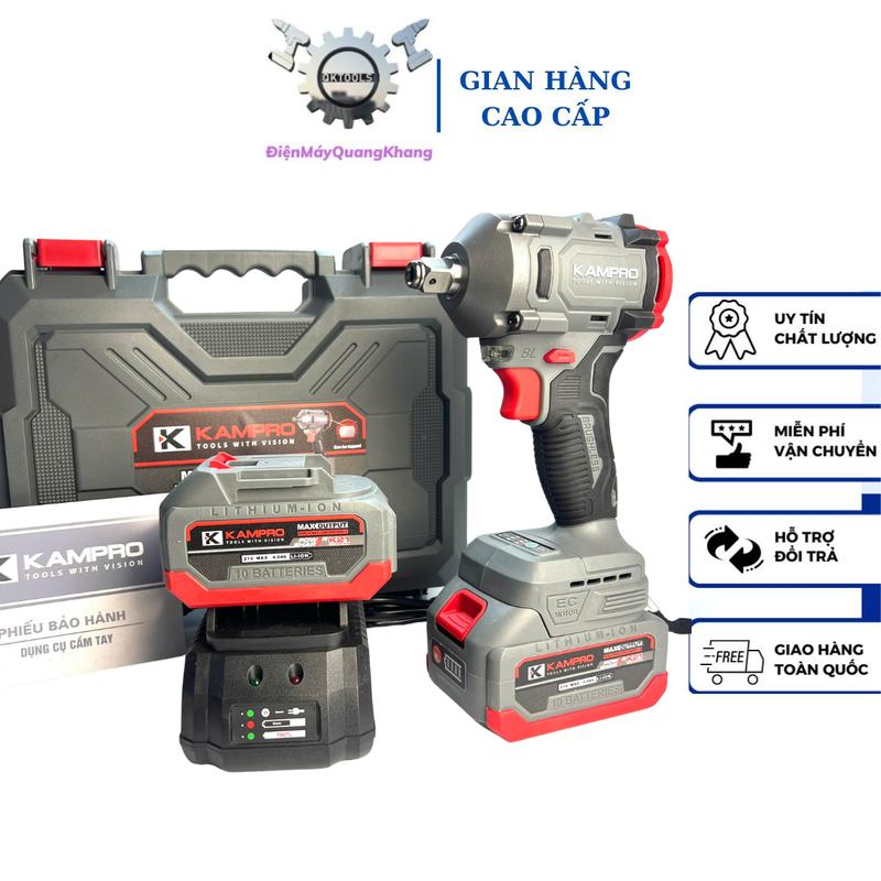  Máy siết bulong Kampro K-360N Máy  lực siết 360Nm Chân Pin Phổ Thông Động Cơ Không Chổi Than 