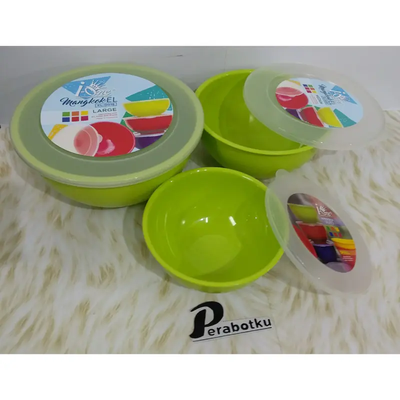 Mangkok El Set Isi 3 Pcs / Mangkuk + Tutup Plastik Set Warna / Bowl 0
