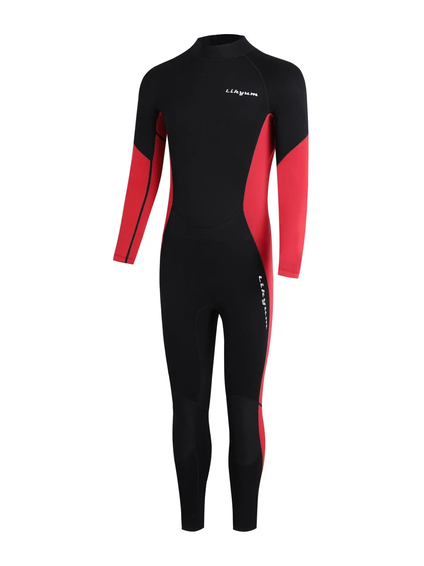 Men's Colorblock Letter Print Long Sleeve Professional Diving Suit, Sporty Zipper Back Mock Neck Diving Suit, Professional Diving Suit for Summer
