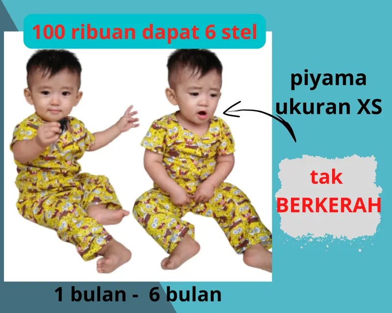 piyama anak 1 bulan - 6 bulan size XS 100ribuan 6stel Cewe Cewek Cowo 0