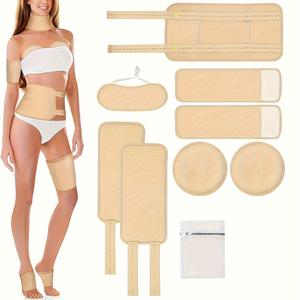 Reusable Castor Oil Pack Wrap, Fall Gifts, 9 Counts/set Organic Castor Oil Packs with Adjustable Elastic Strap, Soft Oil Pack for Neck, Waist, Chest, Arm, Legs, Body Care Auxiliary Tool for Women, Accessories for Women