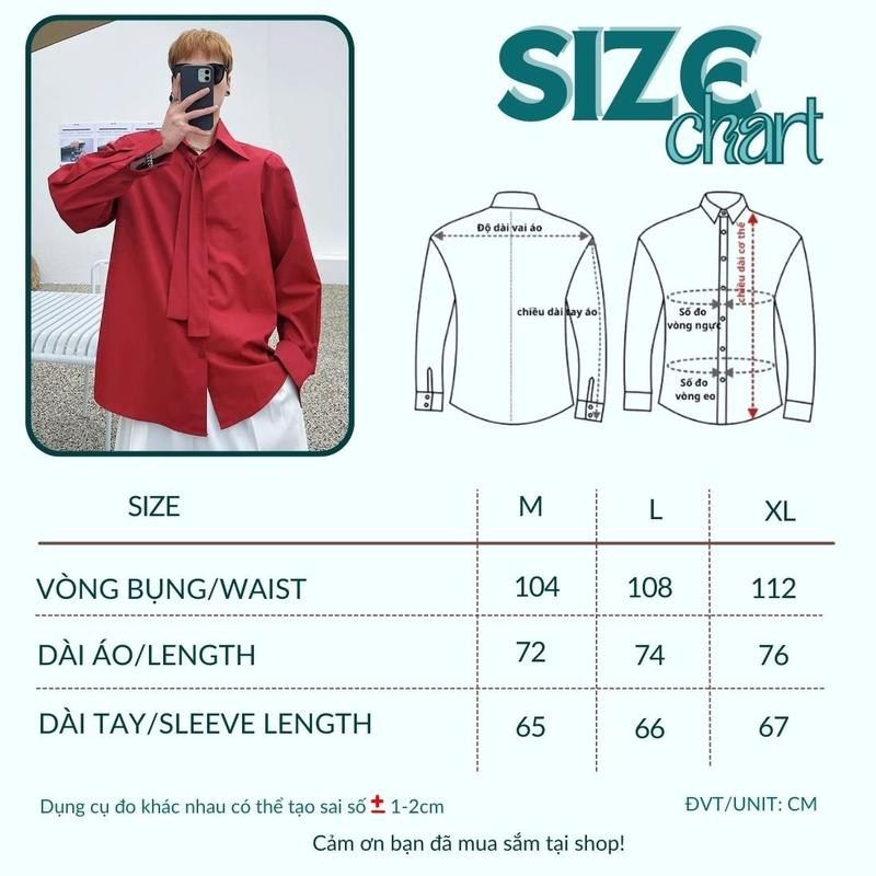 Product Introduction of Áo sơ mi nam tay dài mix cà vạt rời Đỏ, Xanh coban, Đen thanh lịch Menswear Shirt 0