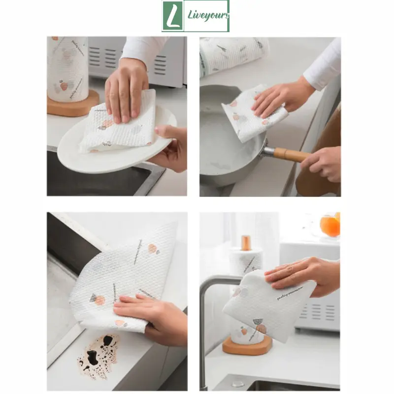 Cuộn Giấy Lau Nhà Bếp Đa Năng - Màu Trắng Có Thể Giặt Được 3