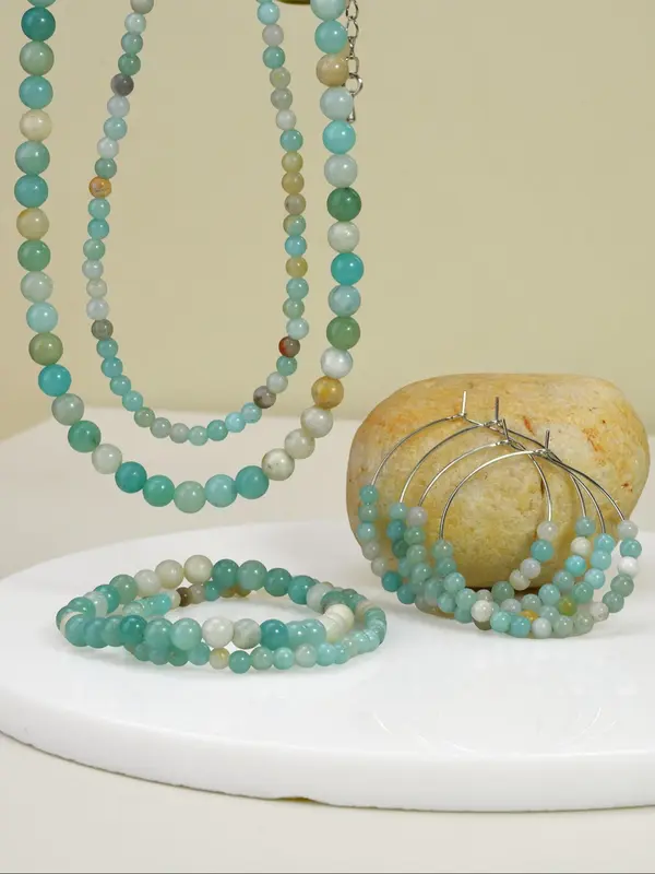 Natural Stone Beaded Necklace & Bracelet & Earrings, Fashion Jewelry for Party, Daily Clothing Decor, Trendy All-match & Exquisite Jewelry for Birthday Gift 7