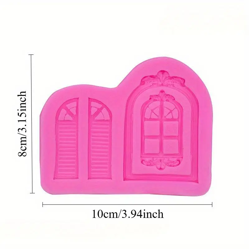 Vintage Window Door Shaped Cake Border Silicone Mold, 1 Count Fondant Cake Decorating Tool, Cupcake Candy Chocolate Mold, Baking Accessories 3
