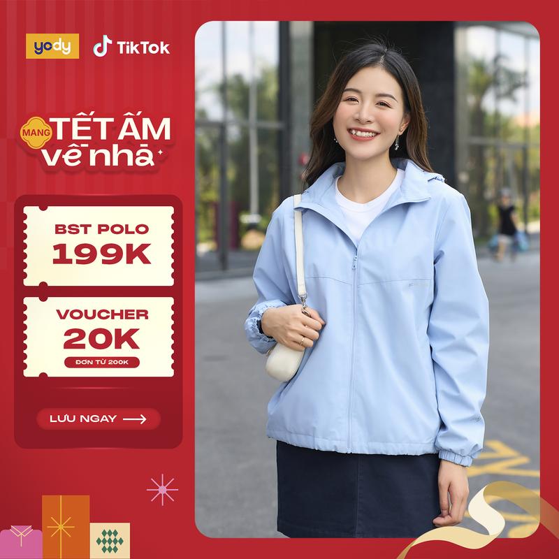 [Sale 50%] YODY Áo Khoác Nữ 3C Plus 2 Lớp Dày Dặn Cản Gió Cản Bụi Chống Thấm Nước AKN5040