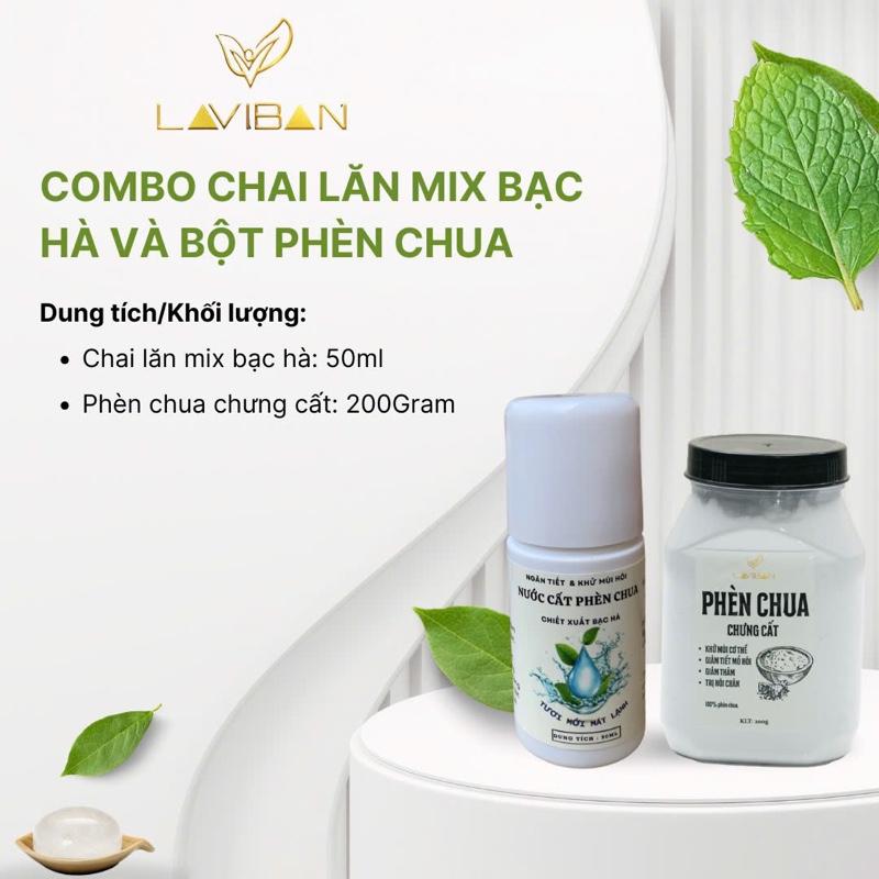 COMBO CHAI LĂN MIX BẠC HÀ VÀ BỘT PHÈN CHUA CHƯNG CẤT - Hỗ trợ giảm mùi hôi cơ thể, giảm tiết mồ hôi hiệu quả 0