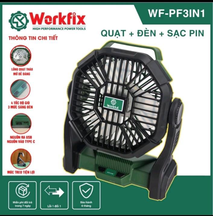 Product Introduction of Quạt tích điện 8inch Workfix có đèn led, động cơ không chổi than, chỉnh 4 cấp độ gió 2