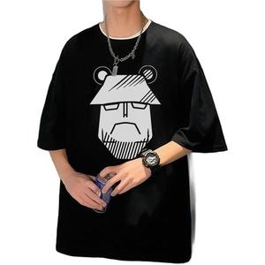 Camiseta negra con diseño abstracto 2D – estilo urbano alternativo, ideal para hombre y mujerkeadisden Anime Compañero Periférico, Imagen De Oso Grande De Manga Corta De Impresión Divertida Camisetas Sueltas, Adecuado para S-3XL Black XXL