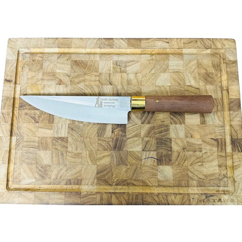 Dao lọc nhọn cán gỗ mun vàng thép trắng Nhật không han gỉ.