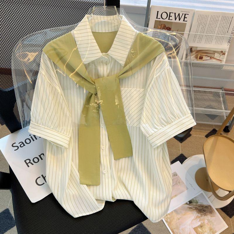 Product Introduction of Áo Sơ Mi Sọc, Khăn Choàng, ngắn Tay, Phong Cách Hàn Quốc Mới Mùa Hè, Thích Hợp Sử Dụng Nơi Làm Việc, Thích Hợp Cho Giới Trẻ Và Trưởng Thành, Áo Cao Cấp Kiểu Pháp, Giá Cả Phải Chăng, Áo Sang Trọng, Dành Cho Nữ Women Top 13