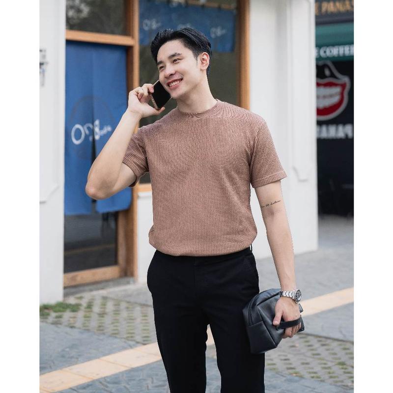 Beppu Kaos Knit Waffle In Milo - Kaos Polos Waffle Pria Premium Cokelat Milo - ByBlank 1