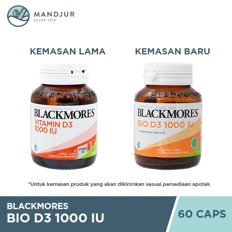 Blackmores Bio D3 1000 IU 60 Kapsul - Suplemen Vitamin D 1000 IU 1
