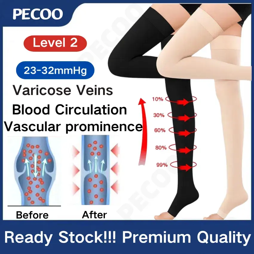 1 Pair Compression Stockings Varicose Veins Socks 23-32mmHg Pressure Class2 Thigh Socks for Women&Men