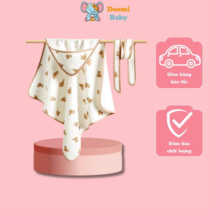 [Deal Hời] Ủ Thu Đông Cho Bé 4 Lớp Chất Liệu Cotton Mềm Mịn Thoáng Khí Kích Thước 85*85cm, Họa Tiết Đáng Yêu Doomi Baby - HT608