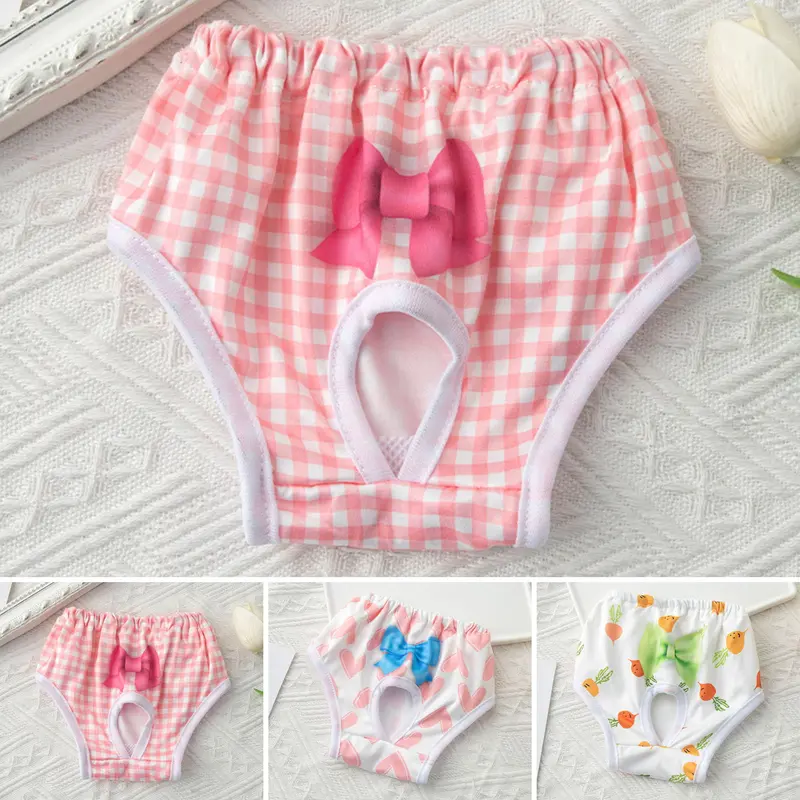 Quần Kinh Nguyệt Cho Thú Cưng, Tã Thấm Hút Thoải Mái Cho Chó, Ngăn Ngừa Lộn Xộn, Nơ Thoáng Khí, Quần Áo Cho Chó, Quần Co Giãn 0