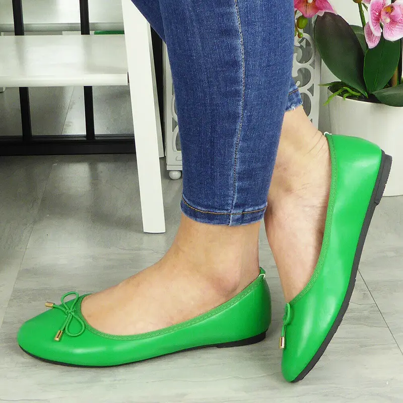 LoudLook 9988-41 Women Casual Comfort Ballerina Flats Slip On Work School Pumps Shoes, Solid Colour Round Toe Flat Loafers for Daily Wear, Lightweight Non-Slip Shoes Girl Footwear, Classic Bow Tie Ballet Summer Flats, Office Footwear, Comfy Casual Shoes 5