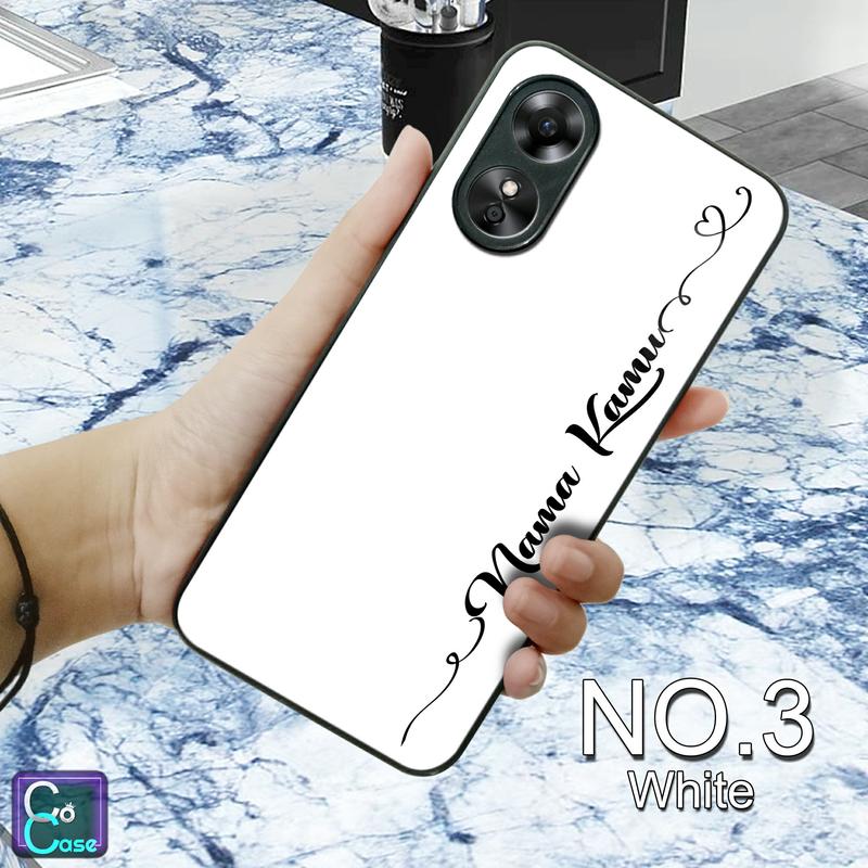 Softcase Kaca Custom Nama Bebas For All Type O*po V*vo S*msung X*aomi i*finix R*alme ip Case Custom Nama untuk Semua Tipe Hp casing glossy Smartphone Hardcase 3