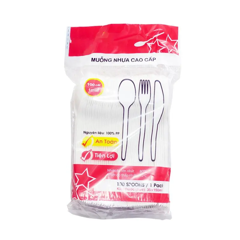 Muỗng nhựa trắng/đen lốc 100 cái - muống nhựa, thìa nhựa - Gia store 1