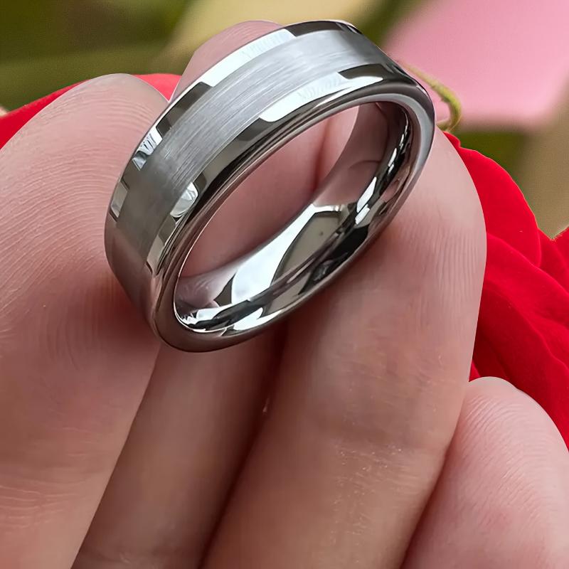 Product Introduction of [Local warehouse shipments] 1pc Luxurious 6mm Gold-Plated Tungsten Carbide Engagement Ring - Sleek Beveled Edges, Fashion Wedding Band for Men & Women, Durable & Stylish 13