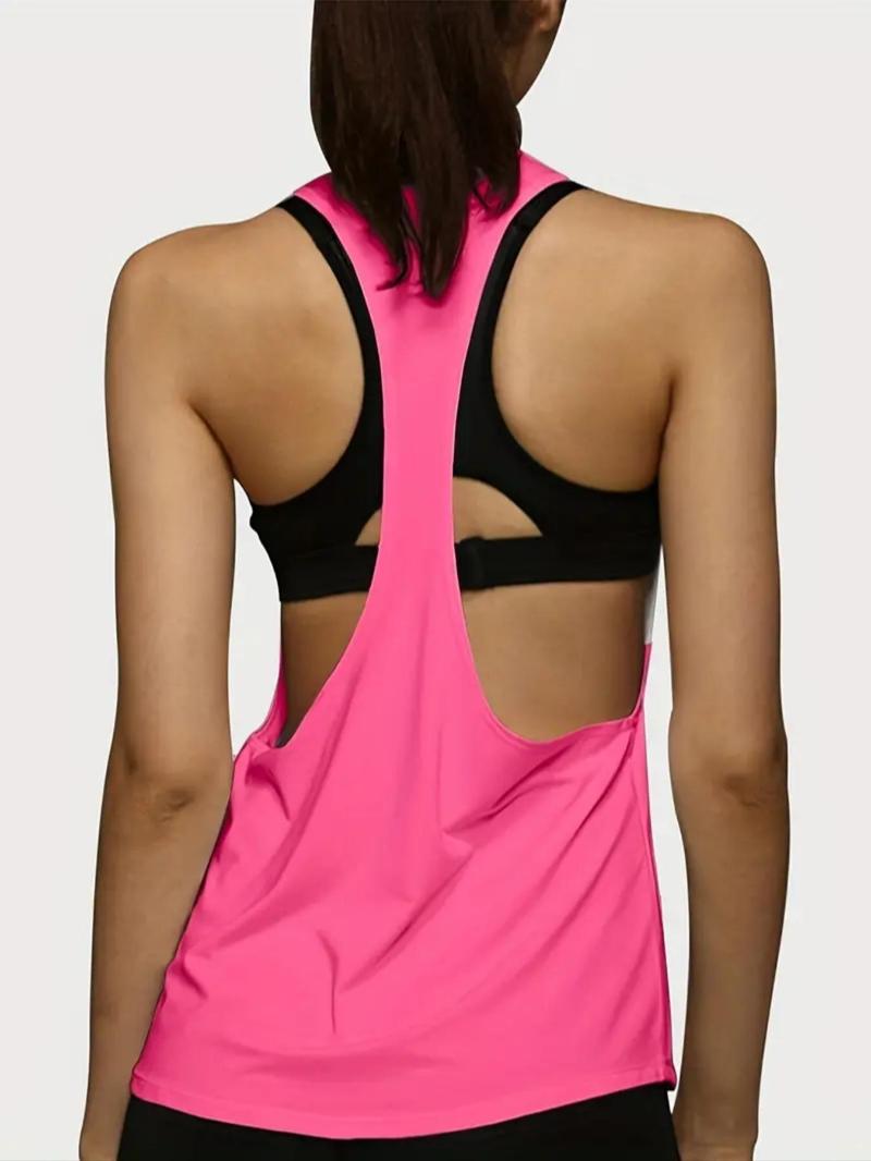 Product Introduction of Women's Solid Backless Sports Tank Top, Quick Drying Breathable Sleeveless Top for Running Training Yoga Wear, Ladies Sportswear Clothing for Indoor Outdoor Wear 9
