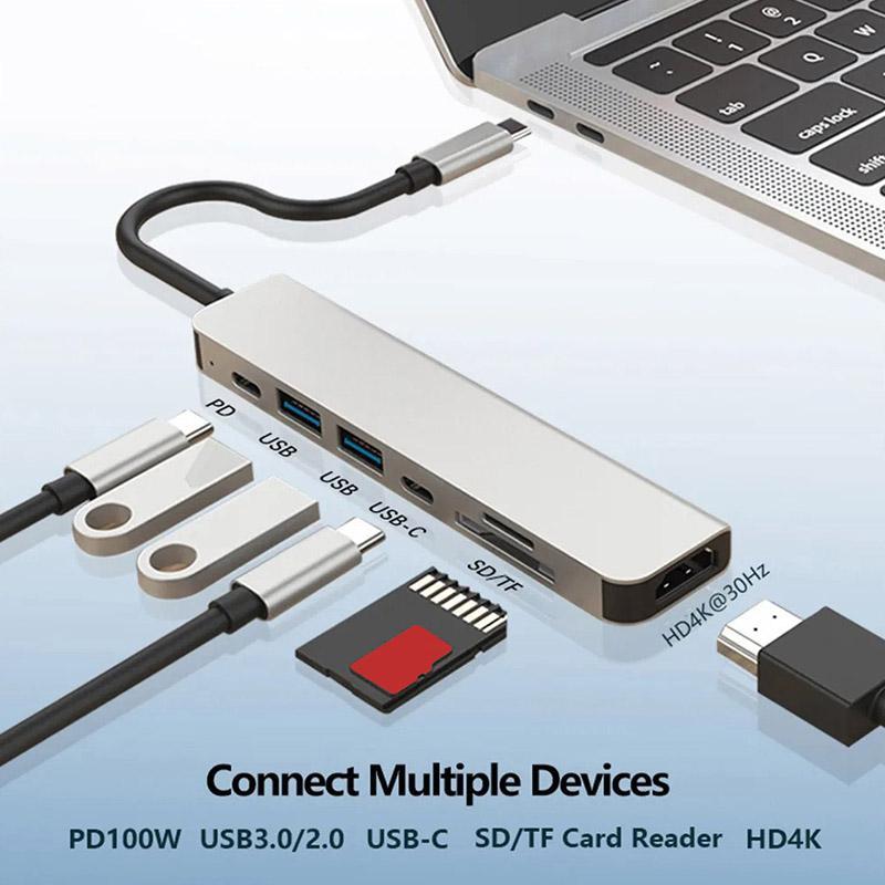 7 In 1 Multi Port Adapter Docking Station For Samsung Galaxy S23/Ultra/Plus 5