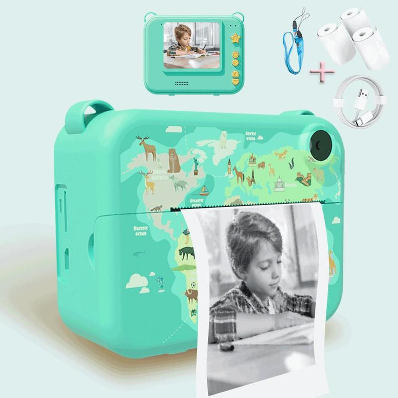 Instant Print Camera for Kids, 1 Set Selfie Digital Camera with 3 Rolls Print Paper & Lanyard, High Definition Video Camera, Portable Printer, Kids Toys, Teenage Boy Gift, Thanksgiving Gift Set, Stocking Filler, Valentine's Day Gift, Photographic Kit 3