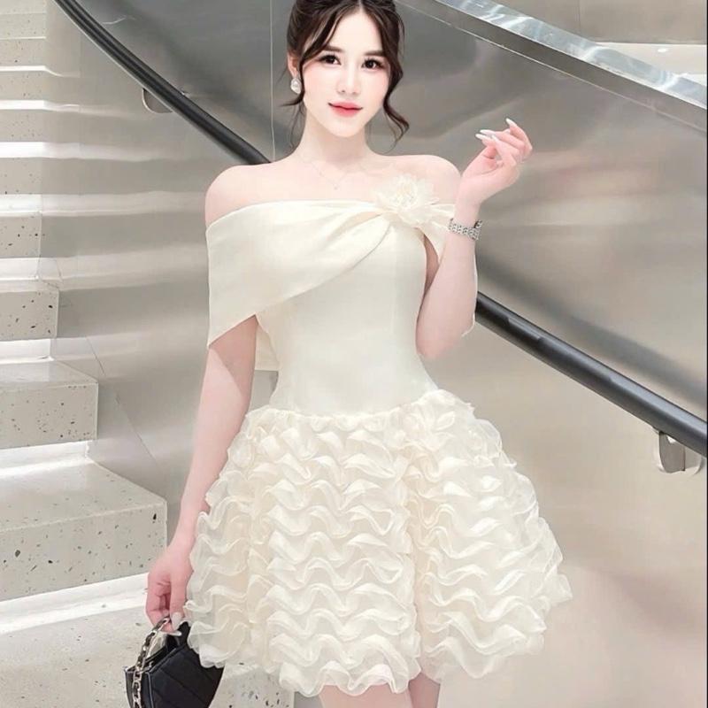 [SALE 20/10] PHUONGBABI váy thiết kế dự tiệc trễ vai N3