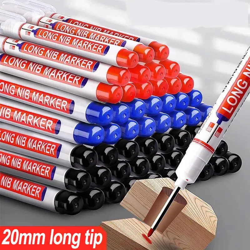 20mm Long Tip Deep Hole Extension Marker Permanent White Black Red Acrylic Paint Pens Extra fine Tip Oil Based Paint Markers Quick Drying and Waterproof Marker Pen for Metal, Rock, Wood, Fabric, Plastic, Canvas, Glass,Mugs Painting