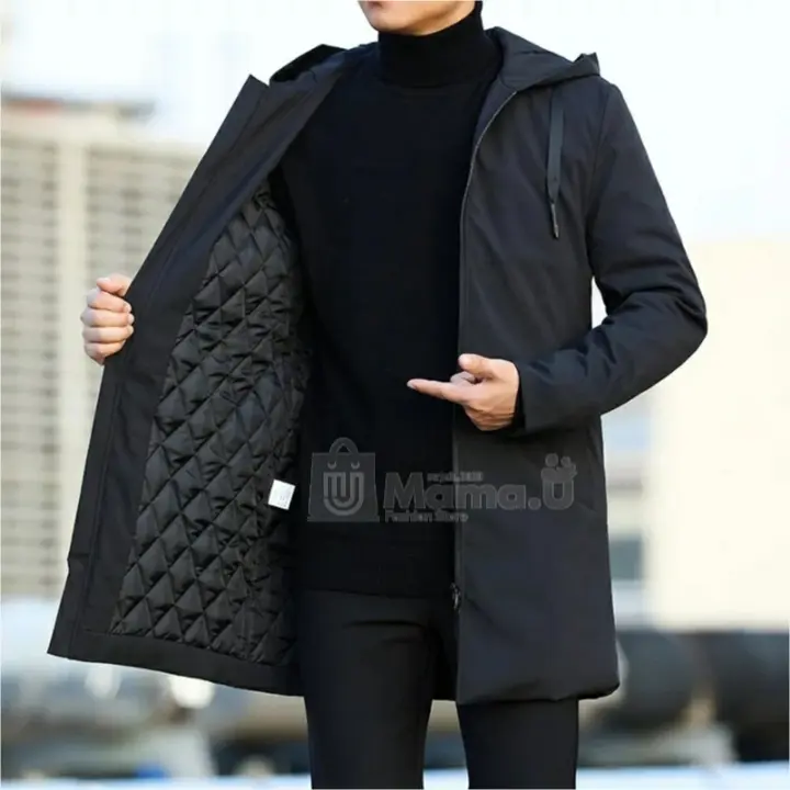Jaket Jubah Pria Korea Casual Jumbo Jacket Anime Keren Kekinian Hitam Katun Panjang Tebal Oversize Navy Custom  Formal Simple  Blazer Cowok musim dingin  Kantor