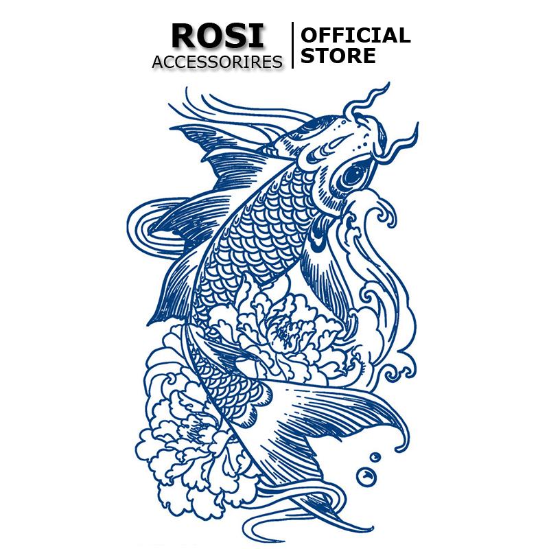 Hình xăm cá chép 15 ngày nhật cổ KT-004 miếng dán hình xăm 15 ngày chống nước