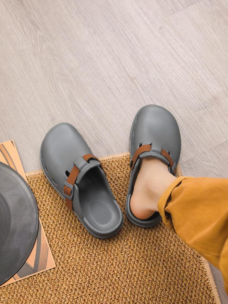 Product Introduction of Men's Casual Plain Color Buckle Sandals, Comfortable Non-slip Waterproof Sandals, Fashionable Beach Sandals for Outdoor Beach 7