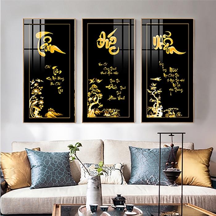 TẶNG BAO LÌ XÌ Tranh Treo Tường - Chữ Thư Pháp Tâm Đức Nhẫn 02 Laminate Tráng Gương Decor Phòng Phòng Khách Decor Tường Đồng