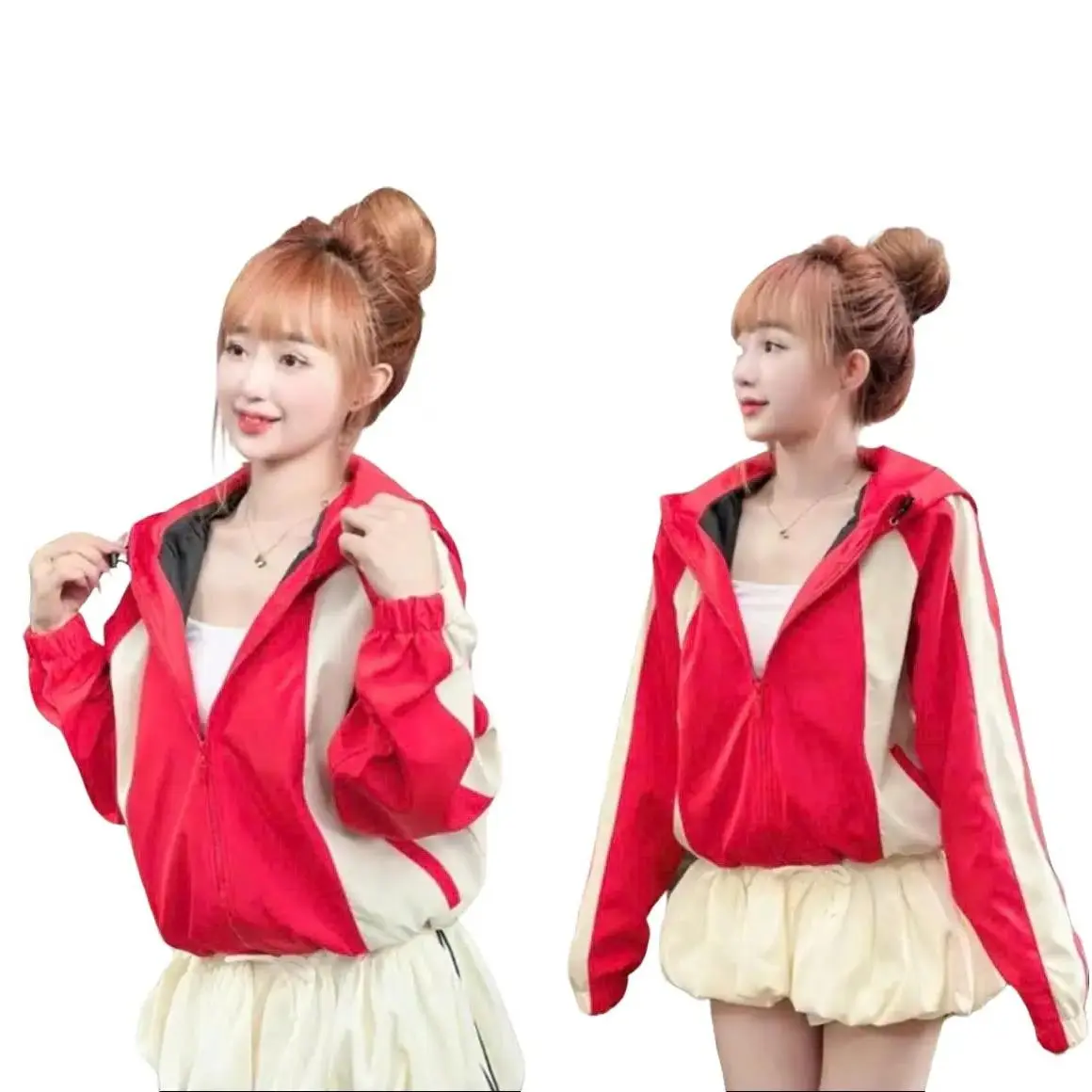 Áo gió Nữ pha màu có mũ hàng thiết kế shop Long Jacket Women áo  khoác
