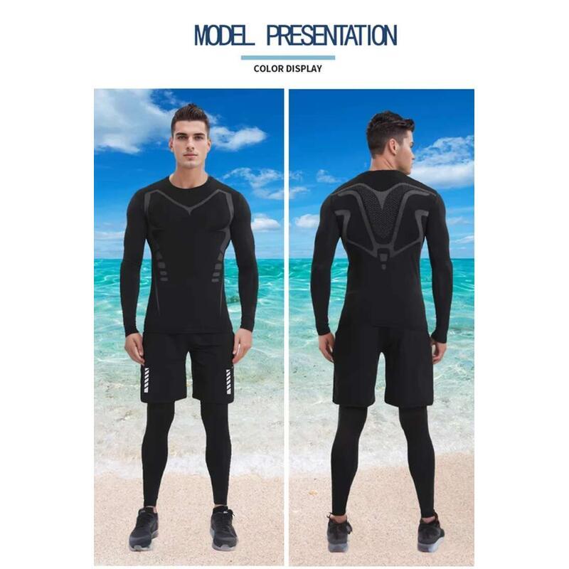 Product Introduction of Men's swimsuit full body sun protection short sleeve Boys shorts long pants swim top surf snorkeg beac 2