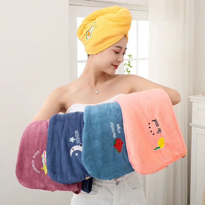 [PAKET HEMAT 4 PCS] Handuk Keramas Model Kancing Import Microfiber Handuk Pengering Rambut Head Towel Fast Dry Hair Handuk Kepala 1