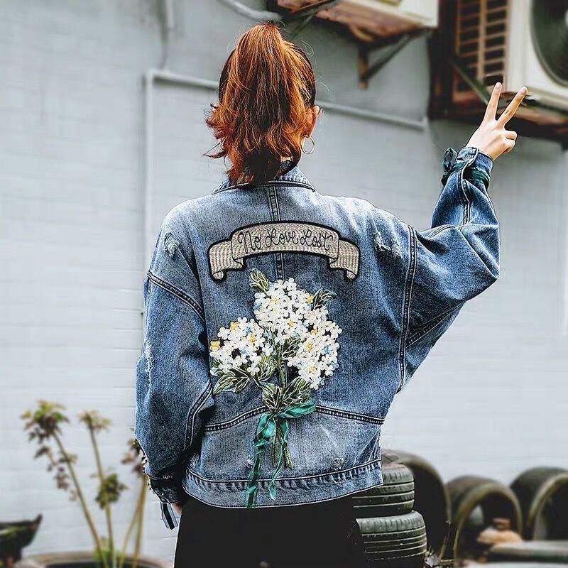 Áo Khoác Denim Thêu, Phổ Biến Trên Internet, Dành Cho Nữ, Dáng Rộng Vừa Vặn, Phong Cách Hàn Quốc, Thích Hợp Cho Mùa Xuân Và Mùa Thu, Thiết Kế Bạn Trai, Thời Trang Ngắn Công Nghiệp Nặng, Xu Hướng Châu Âu, Hàng Mới Về Năm 2021 Top Women Jacket 3