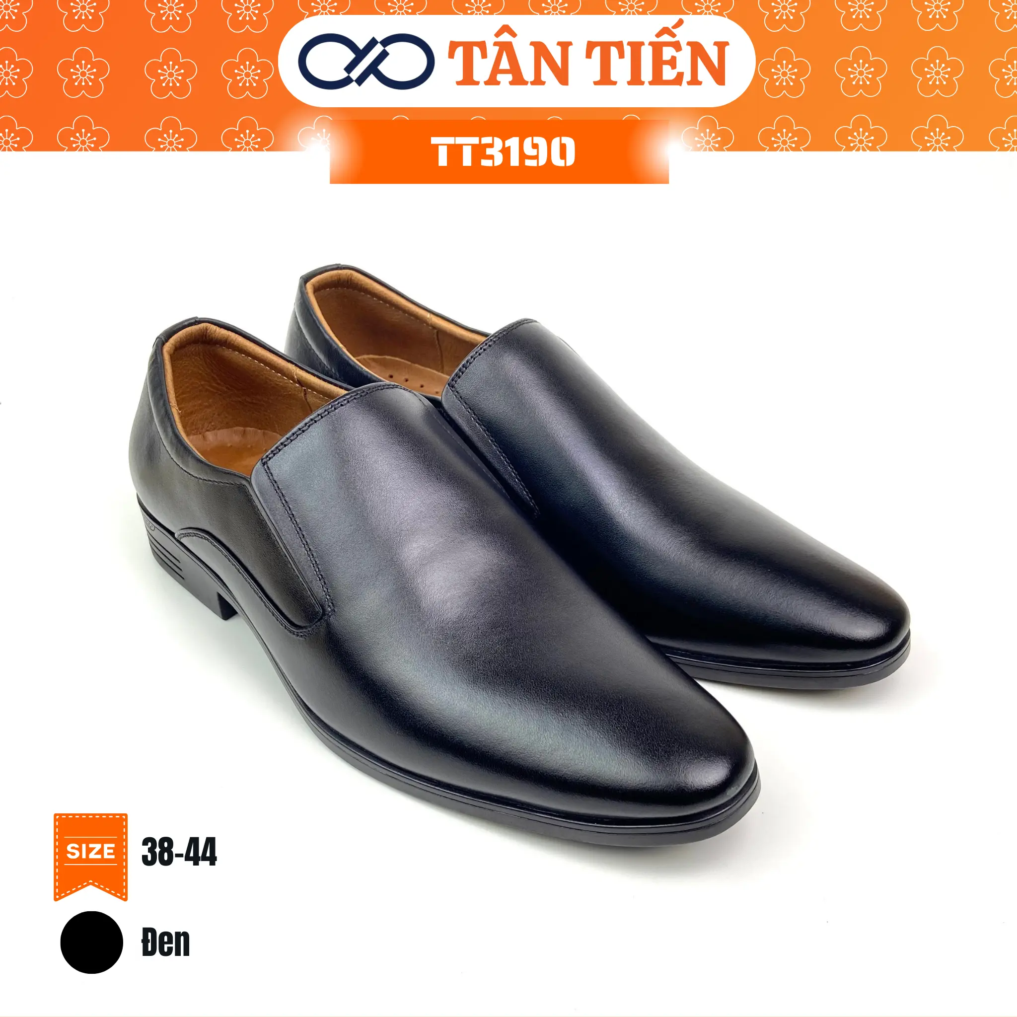 | Giày Tây Nam Da Thật TT3190 | Hàng Hiệu Cao Cấp Chính Hãng Tân Tiến, Giày Tây Công Sở, Giày Chú Rễ, Mang Đến Sự Tự Tin, Chất Da Mềm Mại, Đế Cao Su, May Chỉ Viền Đế Chắc Chắn, Bảo Hành 02 Năm, Kèm Quà Tặng | giầy nam đi đám cưới