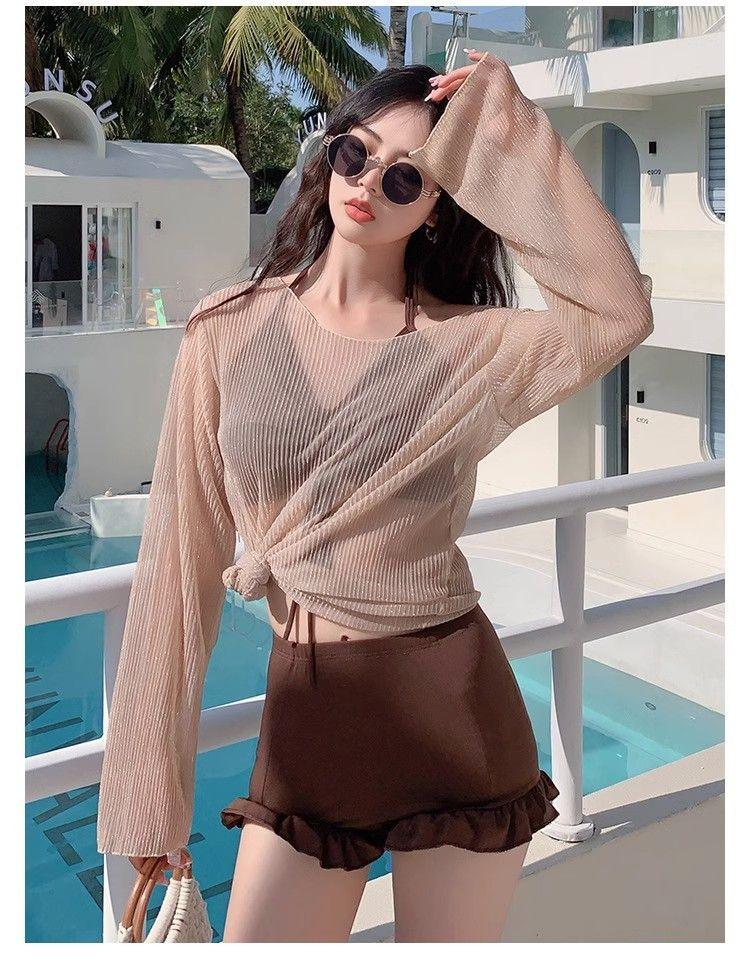 Product Introduction of Bộ đồ bơi hai món cho nữ Bộ ba món thời trang đi nghỉ mới mùa hè Bộ đồ bơi mùa xuân nước nóng gợi cảm dài tay ôm sát tôn dáng bảo thủ 6