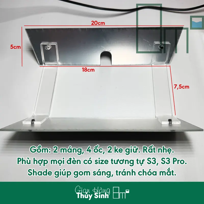 Shade Đèn S3 Cho Đèn Flat Nano S3 Thủy Sinh | Chống Chói Mắt, Gom Sáng, Thẩm Mĩ | 8m2 2