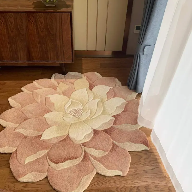Thảm hoa lông cừu, mẫu mới kích thước 120x120cm 0