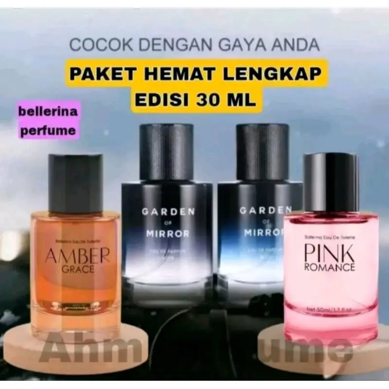 BELI 1 DAPAT 4 Parfum Miniso Parfume Ballerina Pink Romance Amber Grace Garden Of Mirror 30ml EDP Parfum Viral Parfum Pemikat Parfum Pria Wanita Tahan Lama Parfum Terlaris octarine