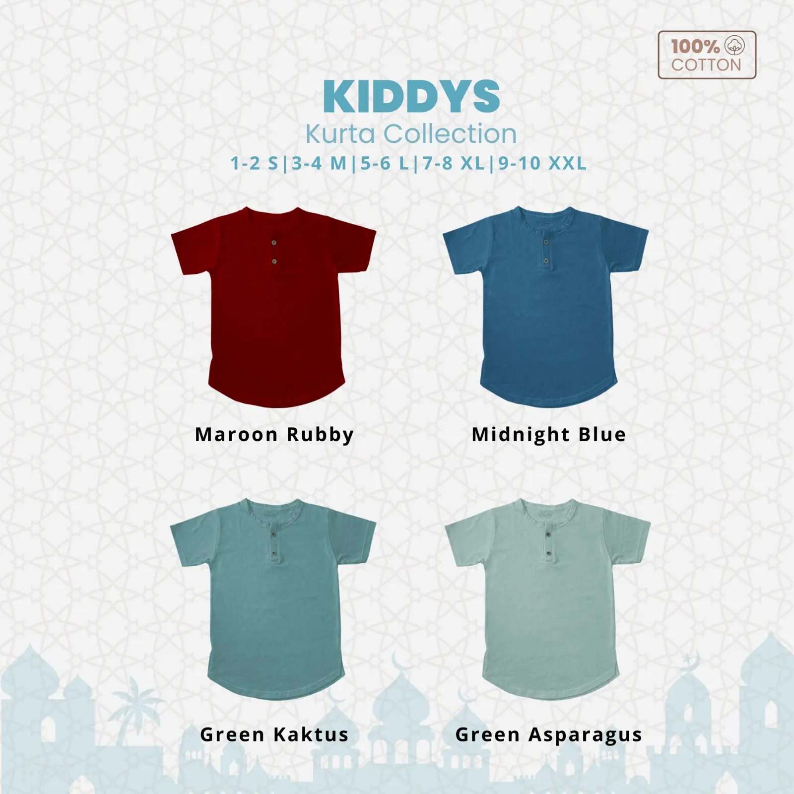 Kiddys Baju koko Anak Laki-laki Kurta Muslim Collection Katun Lembut Nyaman  1-10 Tahun KDSKR2