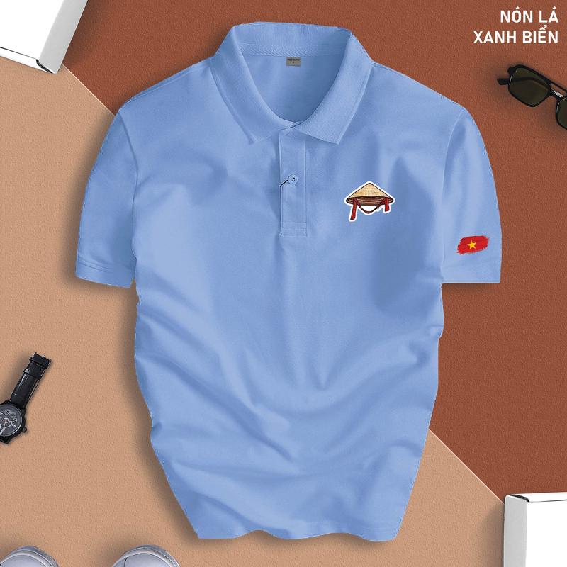Áo Phông POLO NÓN LÁ VIỆT NAM cổ bẻ basic nam CVC vải cá sấu sang trọng, lịch lãm, thoáng mát Menswear Tay Ngắn Có Cổ 1