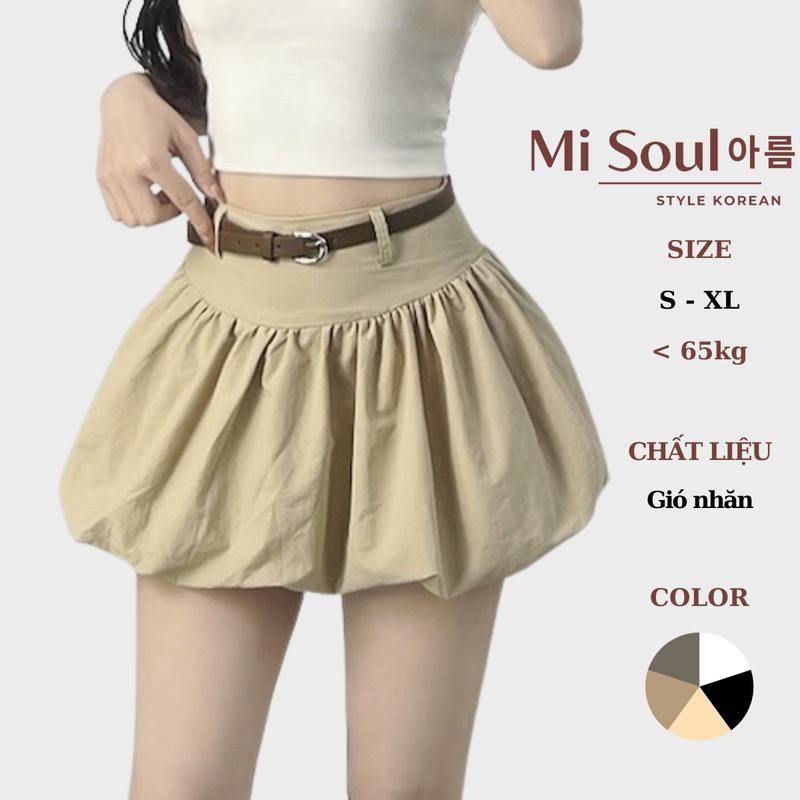 Chân Váy Bí Cạp Cao Chất Liệu Gió Nhăn Xếp Ly Nữ 2 Lớp Xoè Bồng Misoul, Váy Qủa Bí Dáng Mini BigSize 385